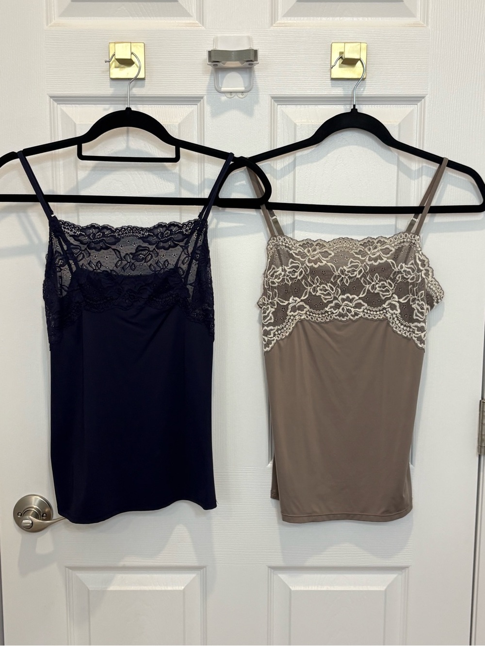 Jones New York Lace Trim Camisole Tank Top - Taupe/Blue #1449